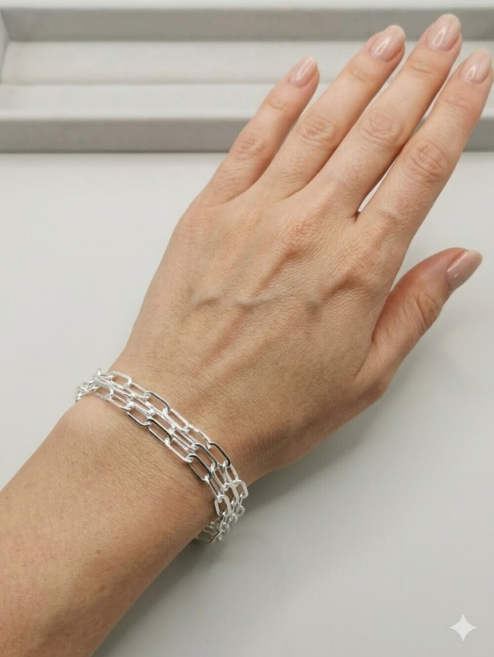 Paperclip Link bracelet In Sterling Silver 3 Row 🆕